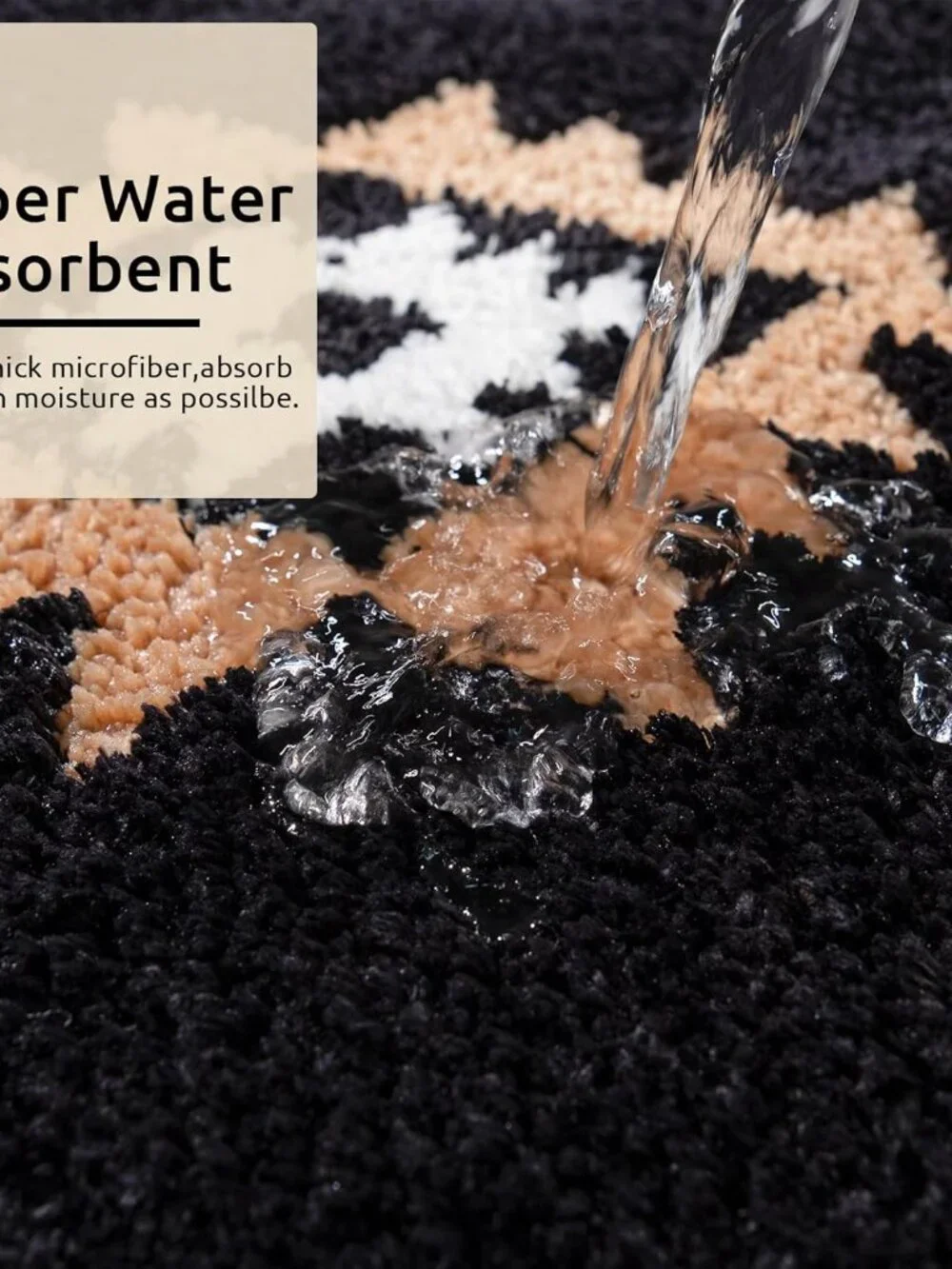 Black Bathroom Rug Mat 20x32